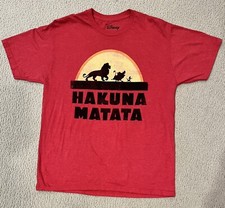 Disney Lion King T-Shirt Adult L Red Hakuna Matata Timon Pumba Simba