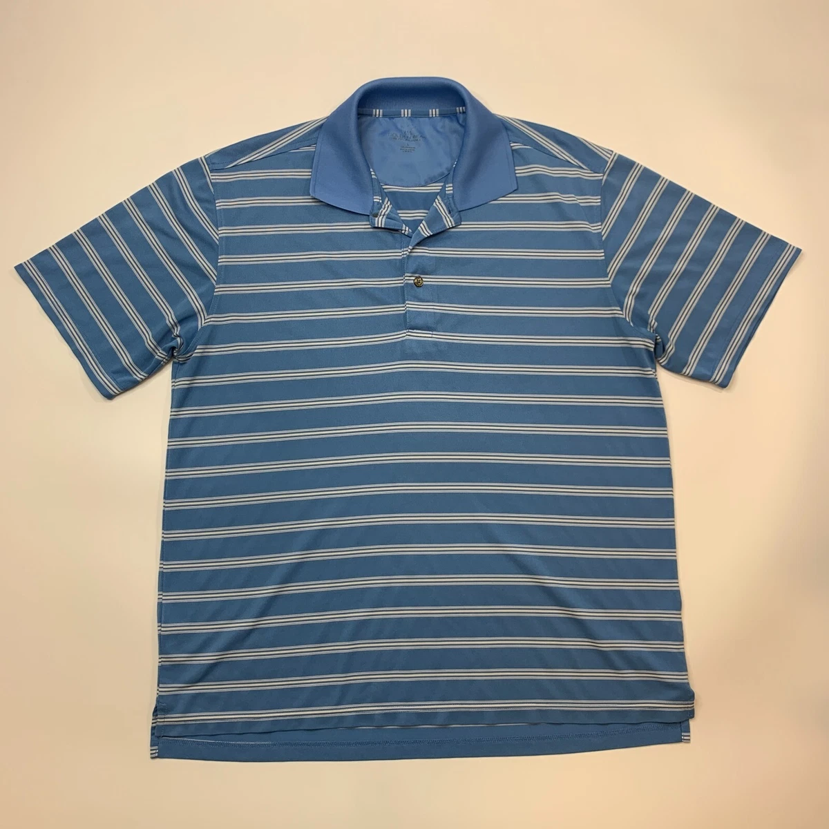 Jack Nicklaus Golf Shirt Mens L Large Blue Stripe Golden Bear