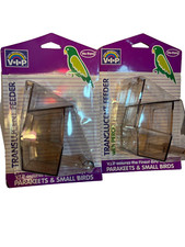 2 Cups Vo-Toys Translucent Feeder High Back Coop Cup W/ Perch Hook On for Birds