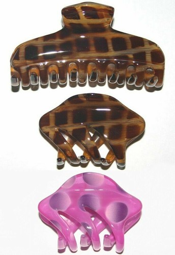 Clip Fermacapelli A Molla Con Effetto Pelle, Denti A Incastro, Per Applicazione Trucco E Uso Quotidiano, Colori Verde, Blu, Vino - 2