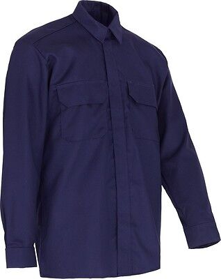 Azul Marino Camisa De Trabajo retardante de fuego llama Wenaas 99424 Workwear Stud Frontal 