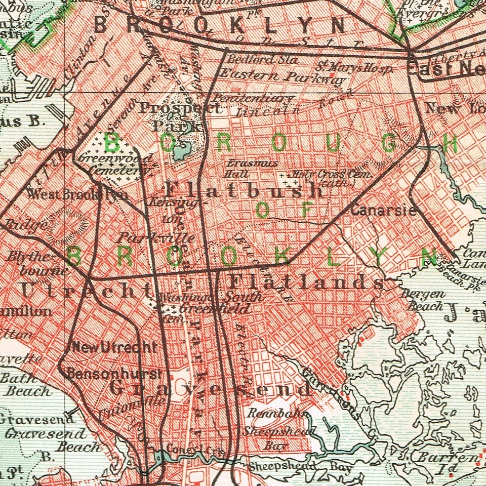 NEW YORK CITY QUEENS 1912 Original Map NY STATE USA plan NEWARK BRONX - Image 4 of 4