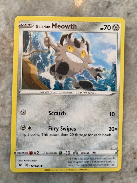 Pokemon TCG Galarian Meowth Card Vivid Voltage 112/185 NM | eBay