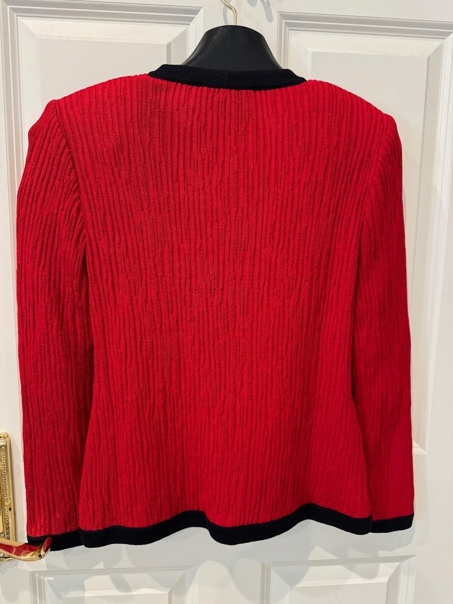 St. John Red Cardigan Sweater - Size 4 | eBay