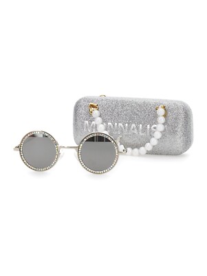 Monnalisa Sunglasses Rhinestones Silver, One Size UN, NEW!