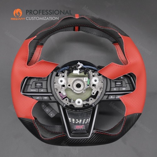Hand sewn DIY Leather Carbon Fiber Steering Wheel Wrap for Subaru WRX 2022-2023 - Picture 9 of 12
