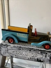 Vintage Style Wooden Shell Truck Sculptured Pickup Truck Automobile Gas Oil