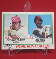 George Foster Jim Rice Home Run Leaders 1977 Baseball Card TOPPS #202 EX-MT
