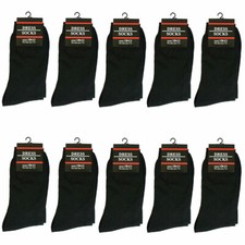 3-12 Pairs Men Solid Black Crew Dress Socks Casual Formal Cotton Size 10-13