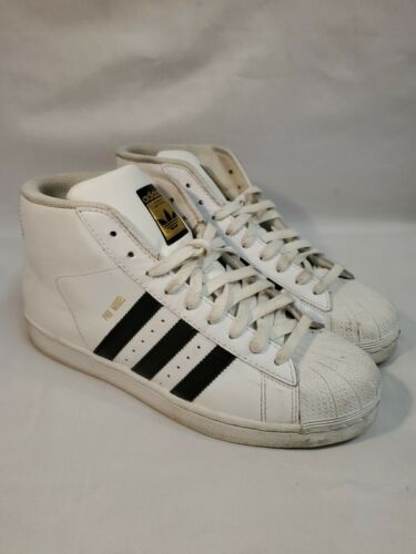 Adidas Superstar Pro Model J High Top Sneakers White Black Stripes Size 7 |