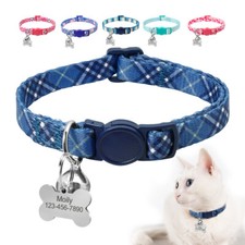 Safety Cat Collar with Personalized Bone Name ID Tag Cute Kitten Puppy Collars
