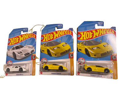 Hot Wheels 2022 '94 Bugatti EB110 SS Yellow X2  RYU'S Rides & Nissan R390 GT1