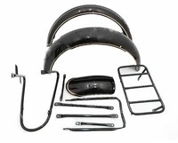 FüR Norton 16H Stahl Schwarz Vorne & Hinten Schutzblech Set Mit Komplett Stay