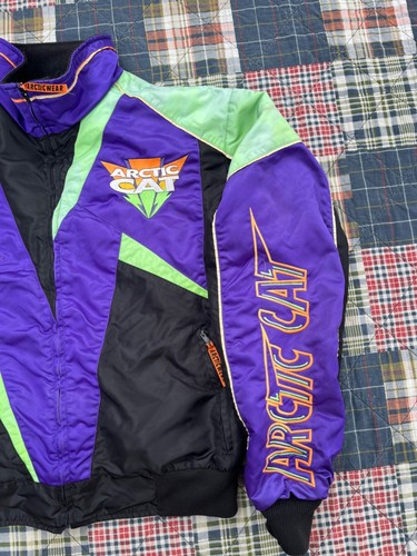 Vintage Arctic Cat Arctic Wear Snowmobile Jacket Size MT Slight Fade in Green - Picture 2 of 8