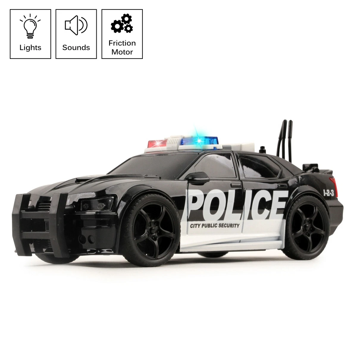 Vokodo Toy Police Car Friction Power With Siren Lights And Sounds Kid SWAT  (New)