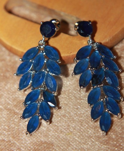 topaz earrings gemstone silver jewelry classic evening cocktail stud drop design - Picture 3 of 13