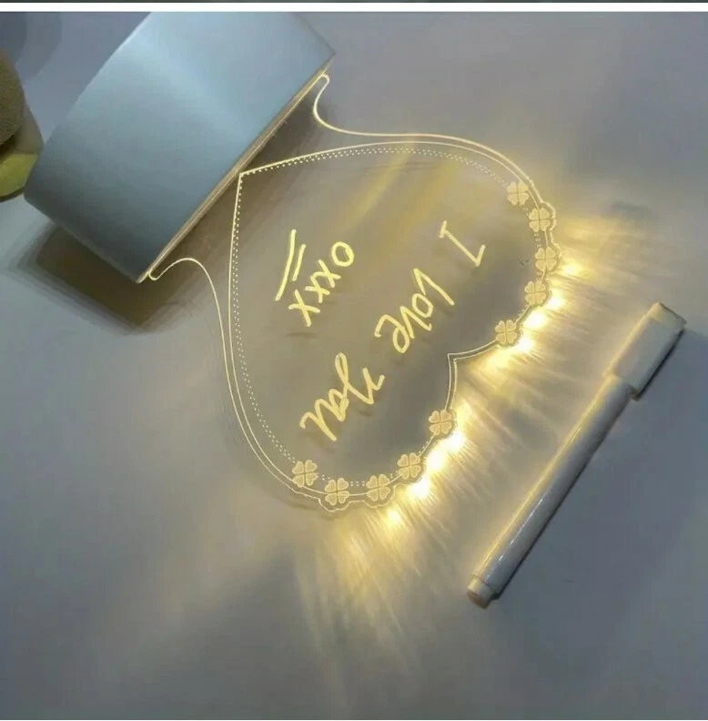 Creative Heart Shape Computer Night light Message Board Decoration USB.  - Image 3 of 4