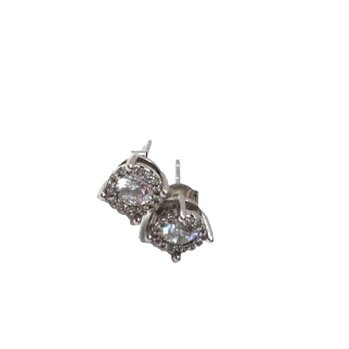 925 Silver Stud Earrings with Sparkling Zircon Crystals for Timeless Elegance-image