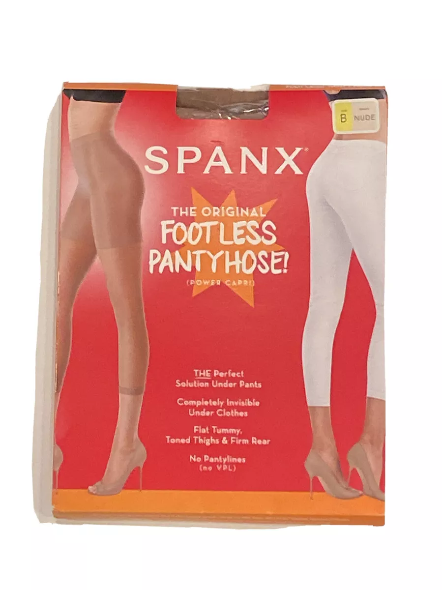 Spanx Women's Footless Pantyhose Power Capri 911 Black Si A B C E NUDE OR  BLACK