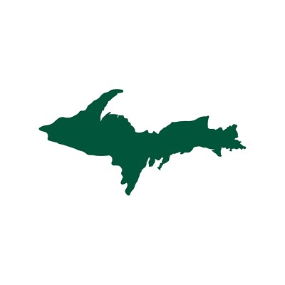 Upper Peninsula Michigan Sticker - White Vinyl Decal For Car Window Or Bumper, 7.25" Wide
