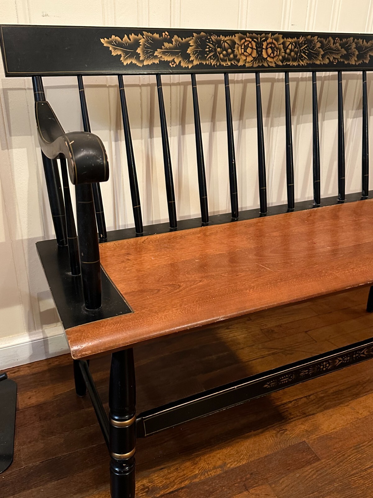 L. Hitchcock Black And Maple Stenciled Harvest Bench eBay