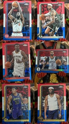 24-25 Topps Chrome Red White Blue 6 Card Lot Hachimura, Missi, Hardaway Jr &More