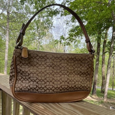 バッグ COACH Signature Mini Shoulder Bag Brown Coach Signature Small Zip Shoulder Bag Tan/Brown Detachable Strap