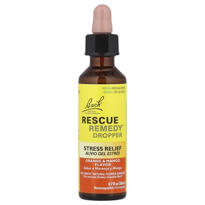 2 X Bach, Rescue Remedy� Dropper, Orange & Mango, 0.7 fl oz (20 ml)