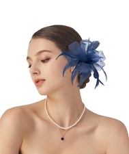 globazoe Fascinator Derby Hat Women Vintage Headband Navy Blue Size 1 Count