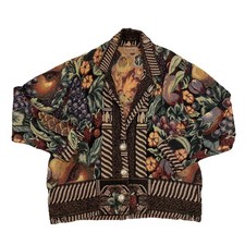 Painted Pony Tapestry Jacket Blazer Fruit Still Life Print Womens One Size USA