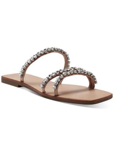 INC Womens Beige 0.5 Heel Strap Gem Pommona Toe Block Heel Slip On Sandals 5 M