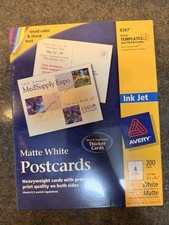 New Sealed, AVERY 8387 Matte White Inkjet Postcards 200 Cards 5.5 x 4.25