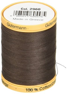 Gutermann 100 Mercerized Cotton Thread Bark Brown 875yds Natural Fiber Sew