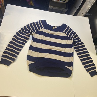 Red Camel Size L Pullover Brown And Blue Stripes Sweater For Women