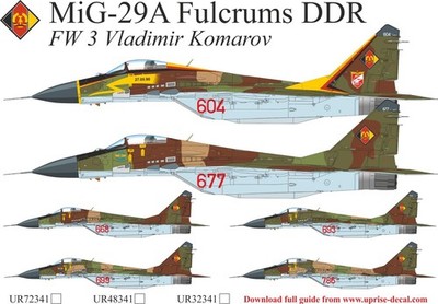 1:32 Decal Mikoyan MiG-29A (JG-3) ''Wladimir Komarow'' mit Schablone - UpRise UR32341