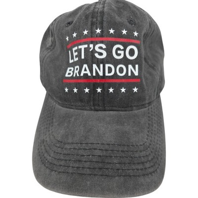 Lets Go Brandon Slideback Hat Gray One Size Adjustable Patriotic Cotton