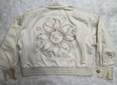 Vintage ST JOHN Sport Track Jacket Windbreaker Small  Del Sol  Studded Sun Motif