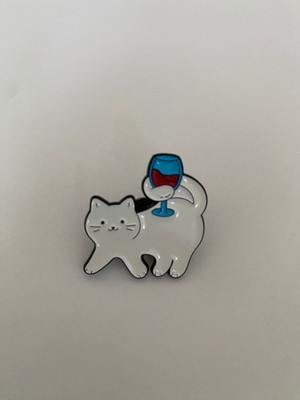 Cat Wine Cute Kawaii Anstecknadel Pin Button Badge