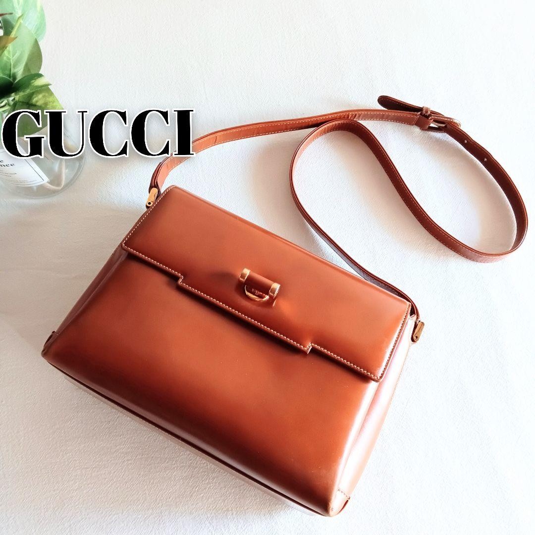 GUCCI Leather Shoulder Bag in Brown Authentic I0623540