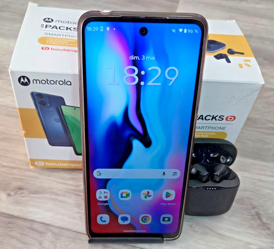 MOTOROLA G24 POWER 256Go Android 14 8Go RAM Bleu + Buds -Boite- Bon Etat 2e Main - Photo 1/1