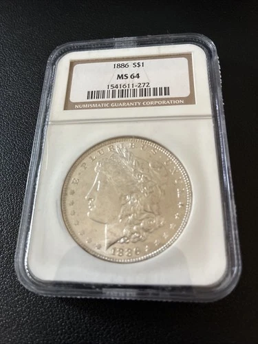 1886 Morgan Silver Dollar NGC MS64. Fine Details.