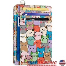 Stylish Animal Print RFID Blocking Slim Wallet Women W/ Card Slots ID Window