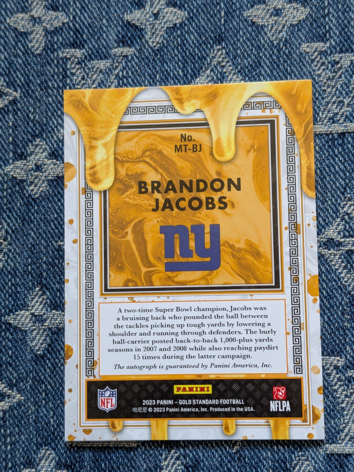 2023 Panini Gold Standard Midas Touch Brandon Jacobs Auto 1/1 Giants view 3