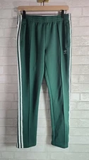 Adidas Track Jogger Pants Tapered Green w/ 3 White Stripes Zip Ankle Women's M