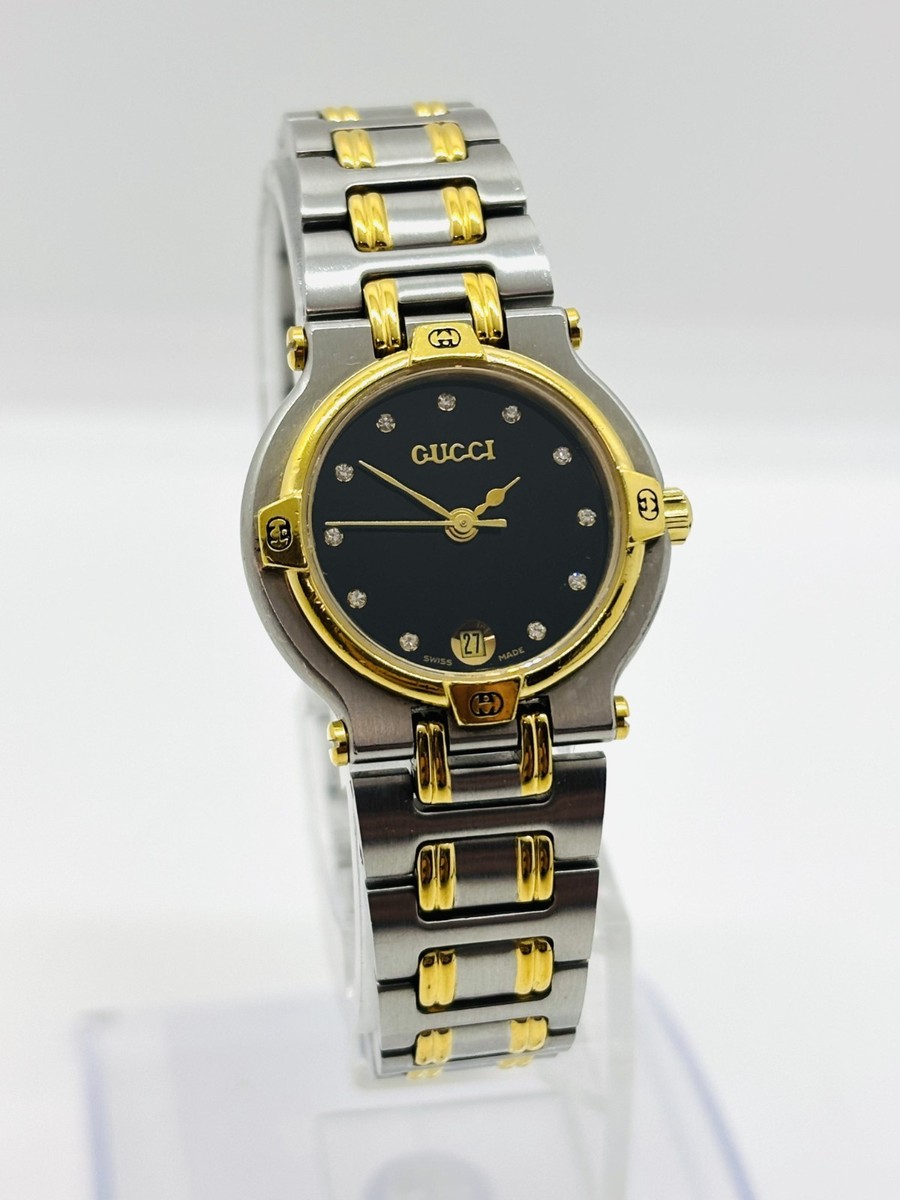 Near Mint] Gucci 9000L 11P Diamond Women's Black X Silver Used