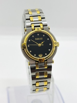 Near Mint] Gucci 9000L 11P Diamond Women's Black X Silver Used