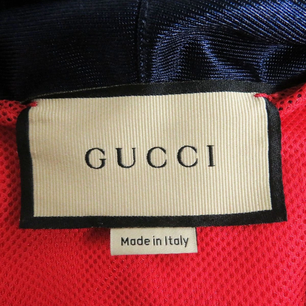 GUCCI 653373 Felpa con Cappuccio Felpa con Logo Patch Linea Web Laterale Maglia Lucida Rosso M Made In I