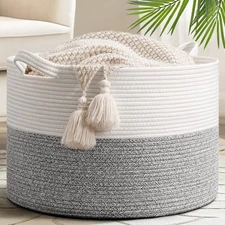 Large Storage Basket 19.7'' x 12.6'' Basket for Blankets Living Room Toy Stor...