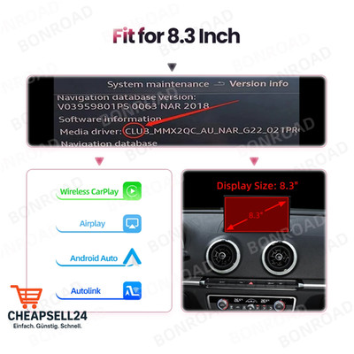 Bonroad Carplay Adapter für Audi A3 8V 2012 2014