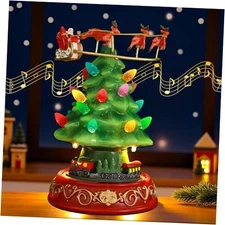 Musical Pre-Lit Artificial Christmas Tree 7.09IN-Christmas Tree - Train + Elk